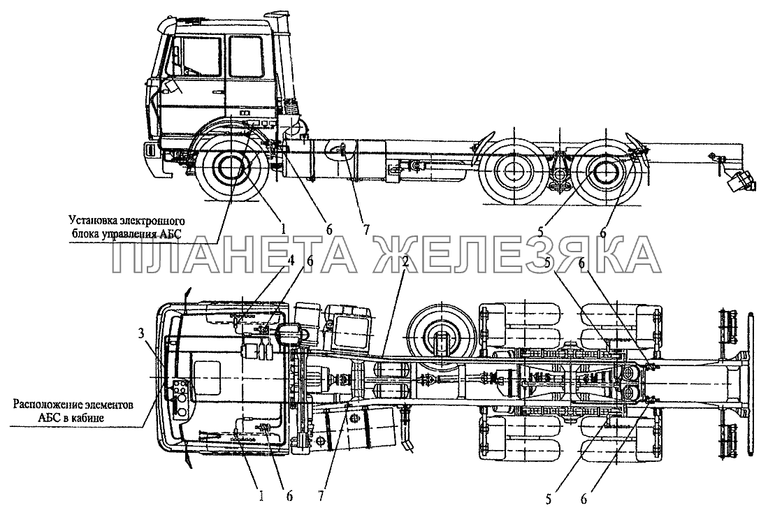 Установка элементов электрооборудования АБС на автомобилях МАЗ-630308, МАЗ-630305, МАЗ-630303 МАЗ-6303 (2005)
